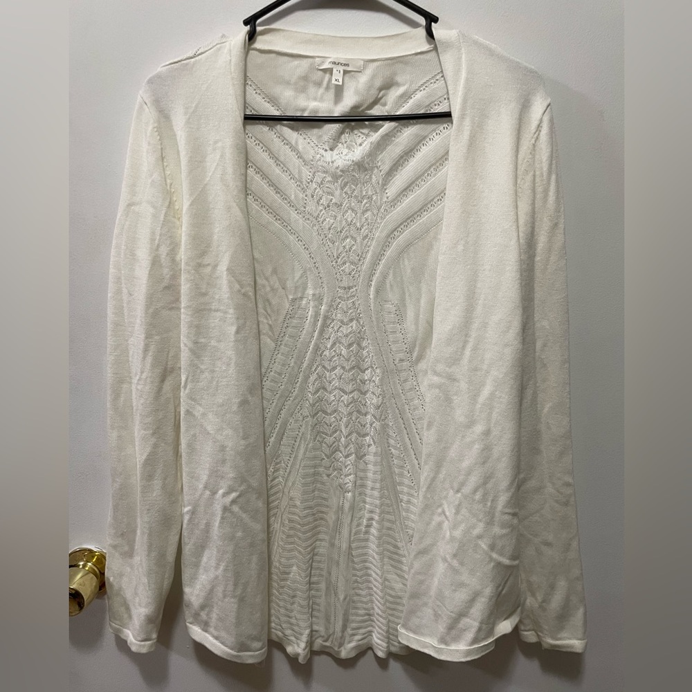 Maurice’s XL white/ off white cardigan sweater with decorative back